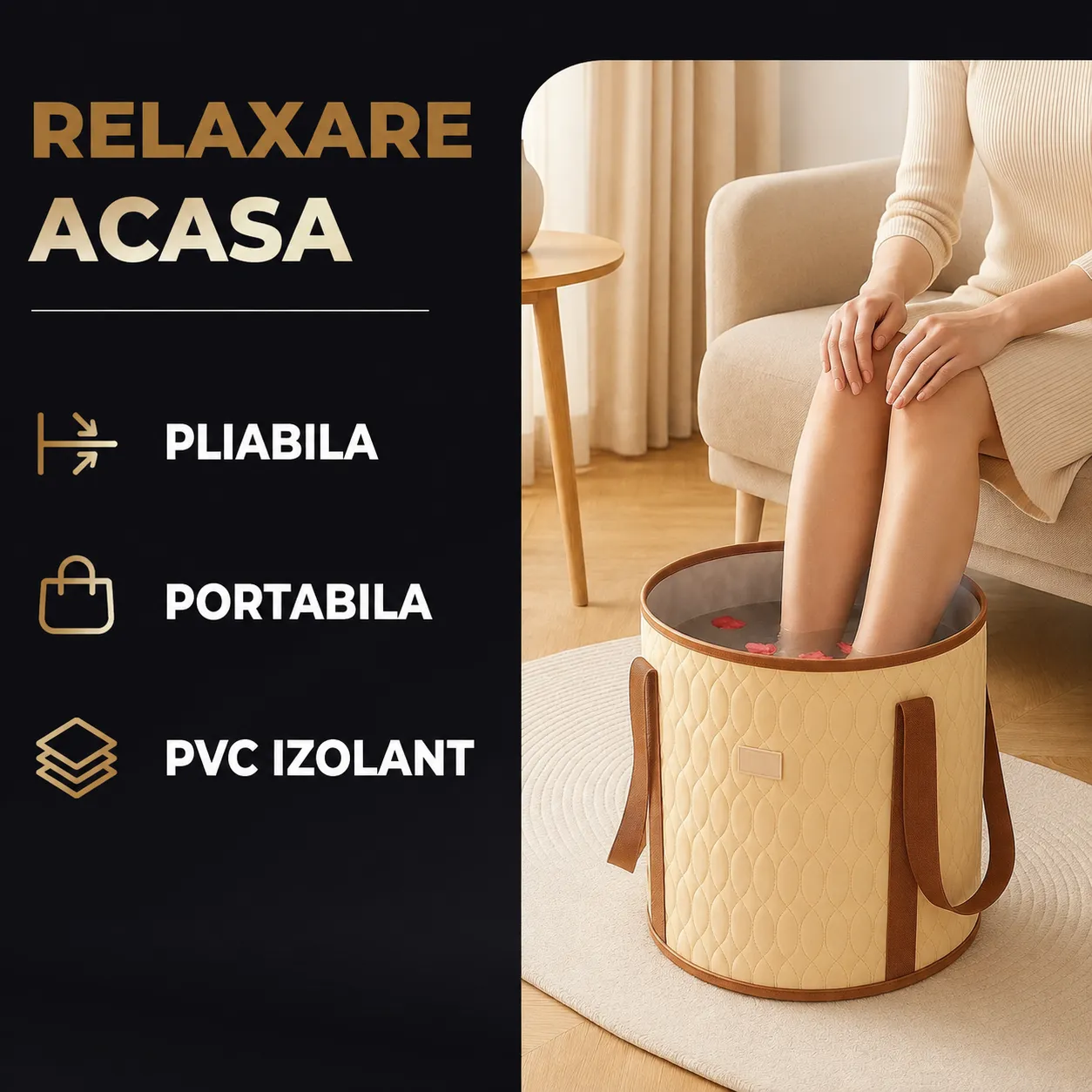 Timebox SPA cada pliabila picioare bej inalta