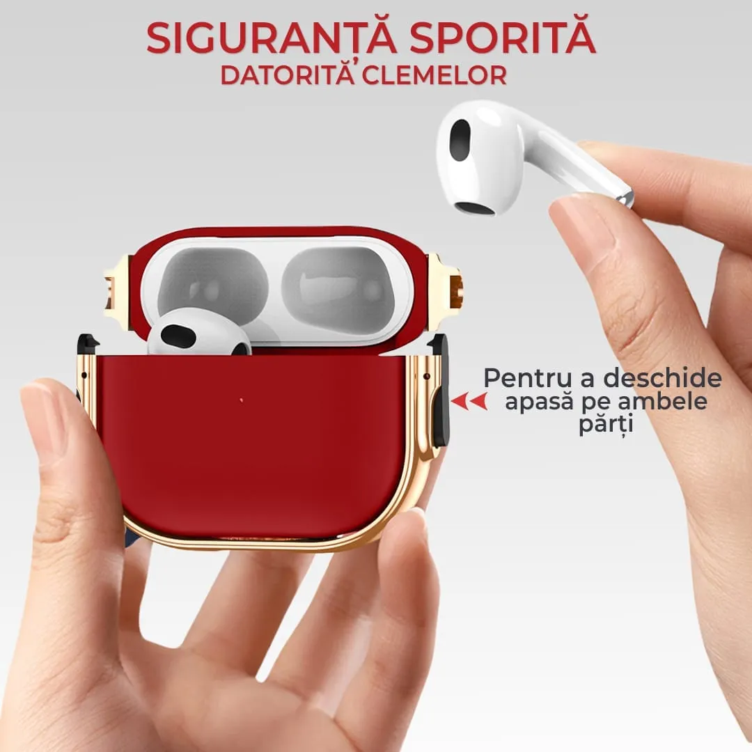 Timebox Husa AirPods Pro rosu auriu luxury