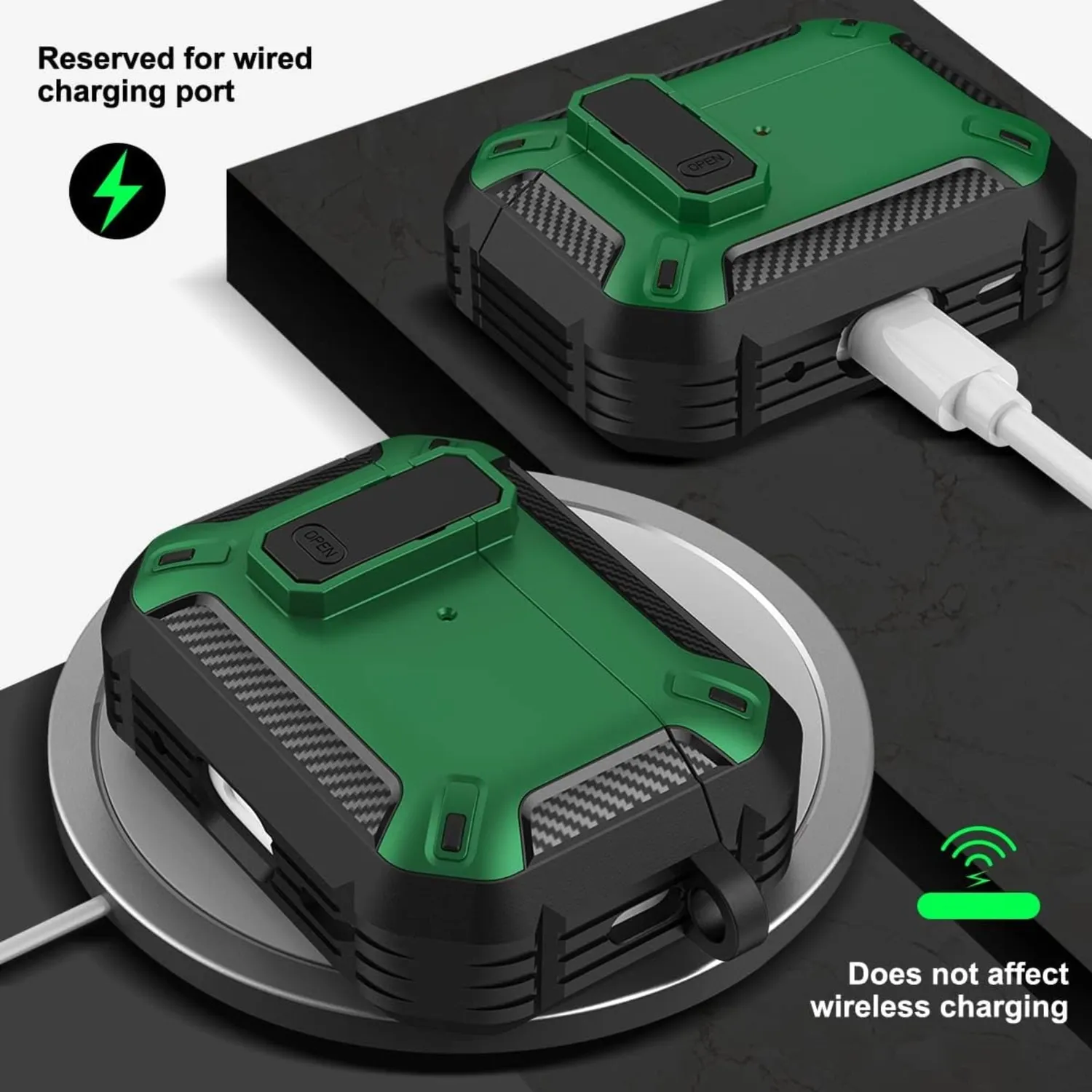 Timebox Husa Airpods Pro Negru Verde Antisoc