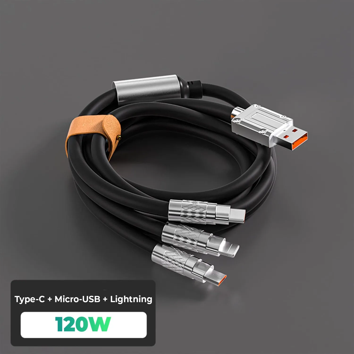 Timebox 120W cablu incarcare 3 in 1 1,2m negru QC3