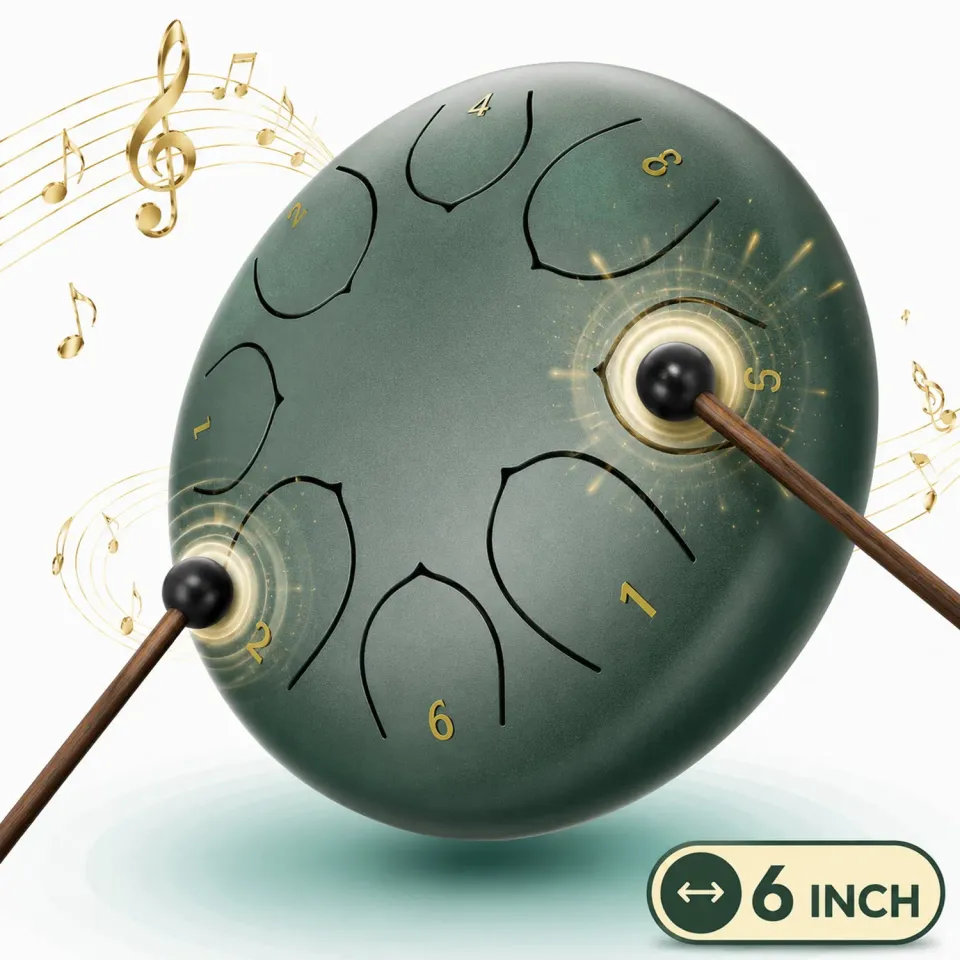 Timebox Steel Tongue Drum tamburina verde 15 cm 8 note