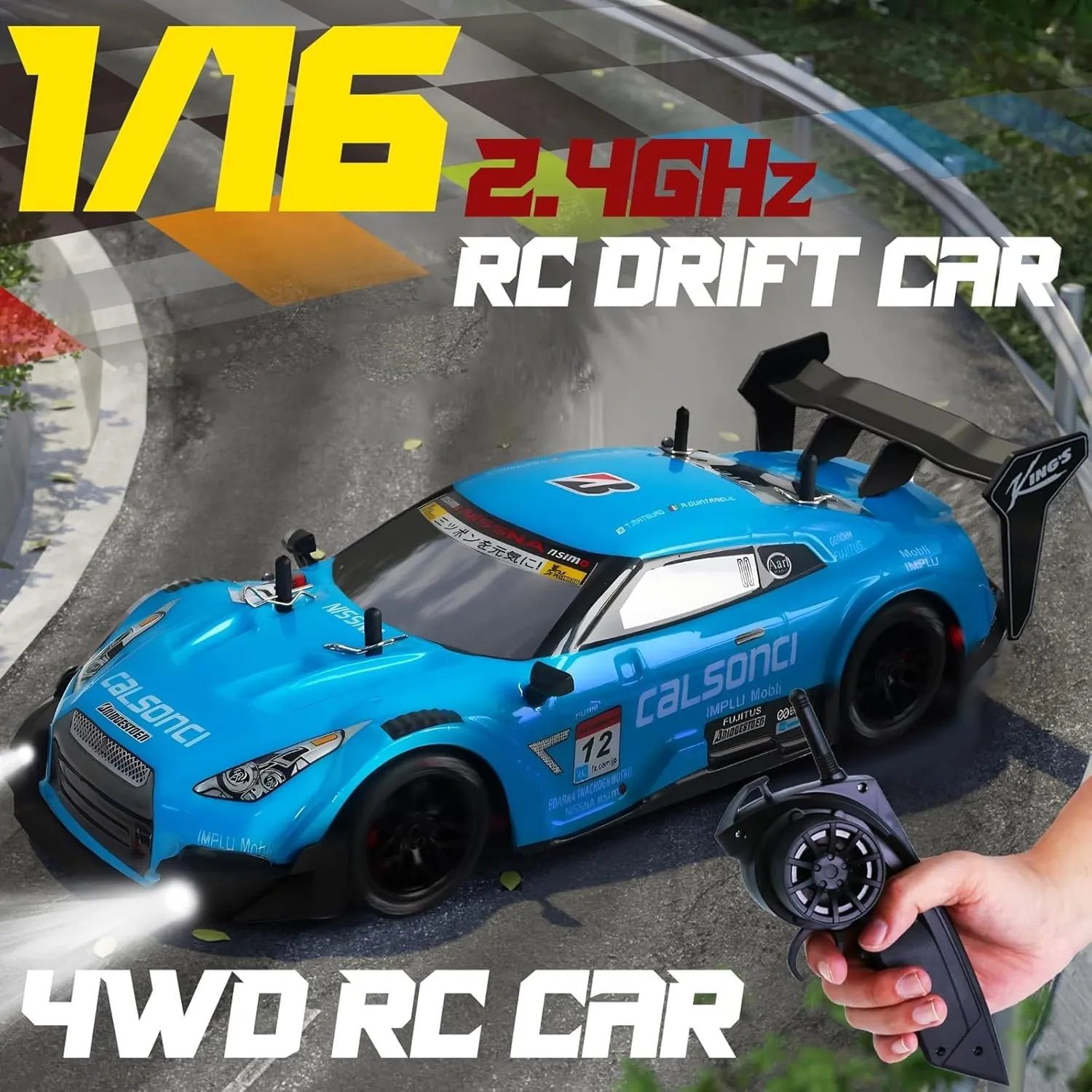 Timebox Masina RC 30km/h 1:16 4x4 drift albastra