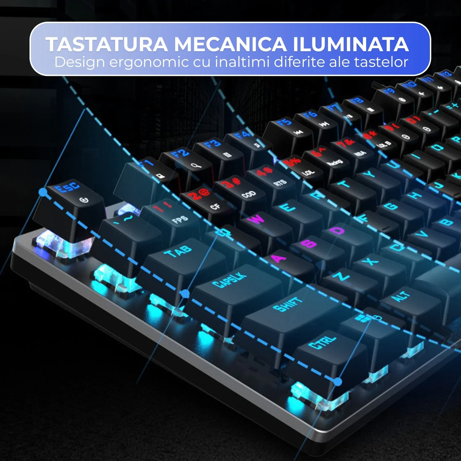 Tastatura mecanica gaming Timebox 104 RGB switch maro negru