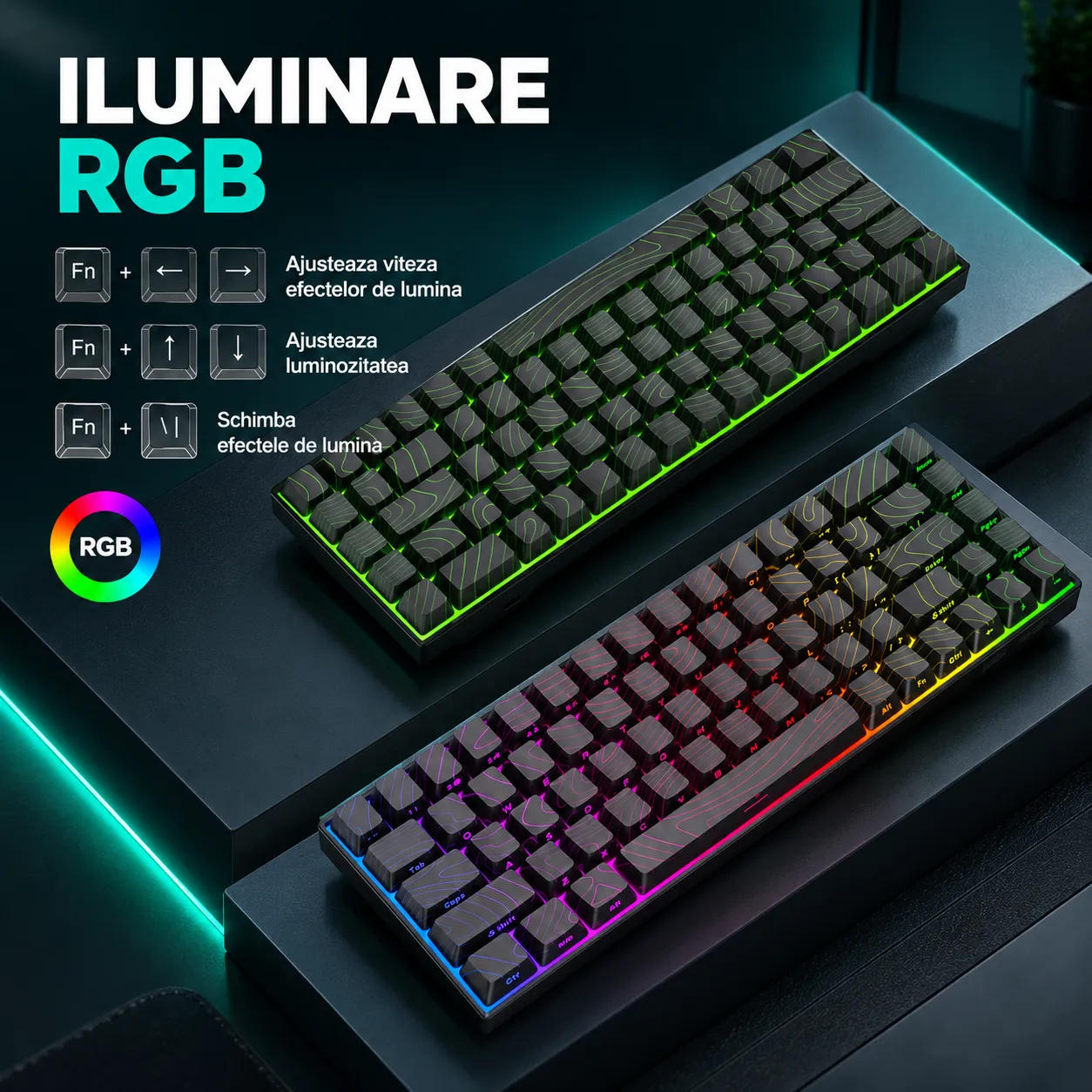 Timebox 68 taste tastatura mecanica gaming negru switch Red
