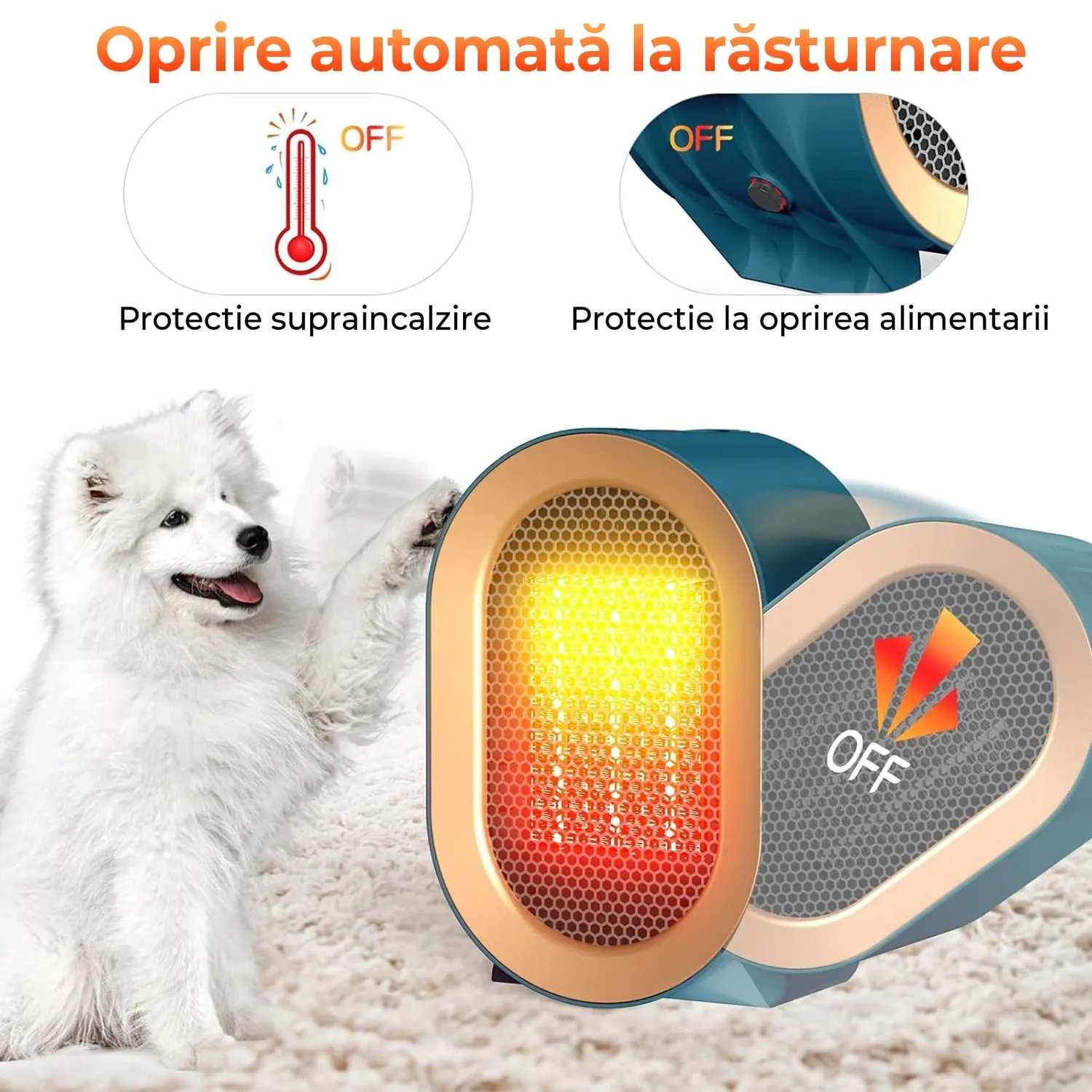 Timebox 1200W aeroterma ceramica Albastru compacta PTC