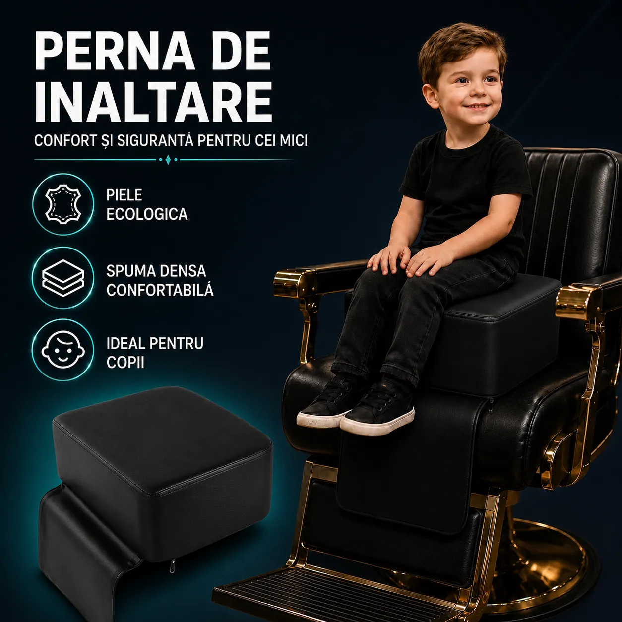 Timebox perna inaltare frizerie negru 42x33x17 cm