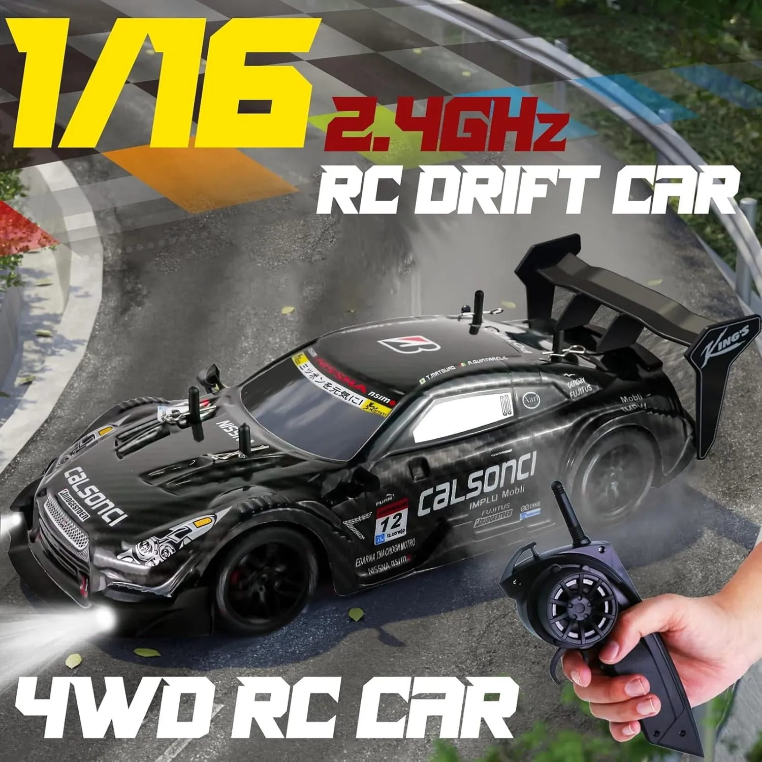 Timebox masinuta RC Drift 1:16 4x4 30km/h neagra LED