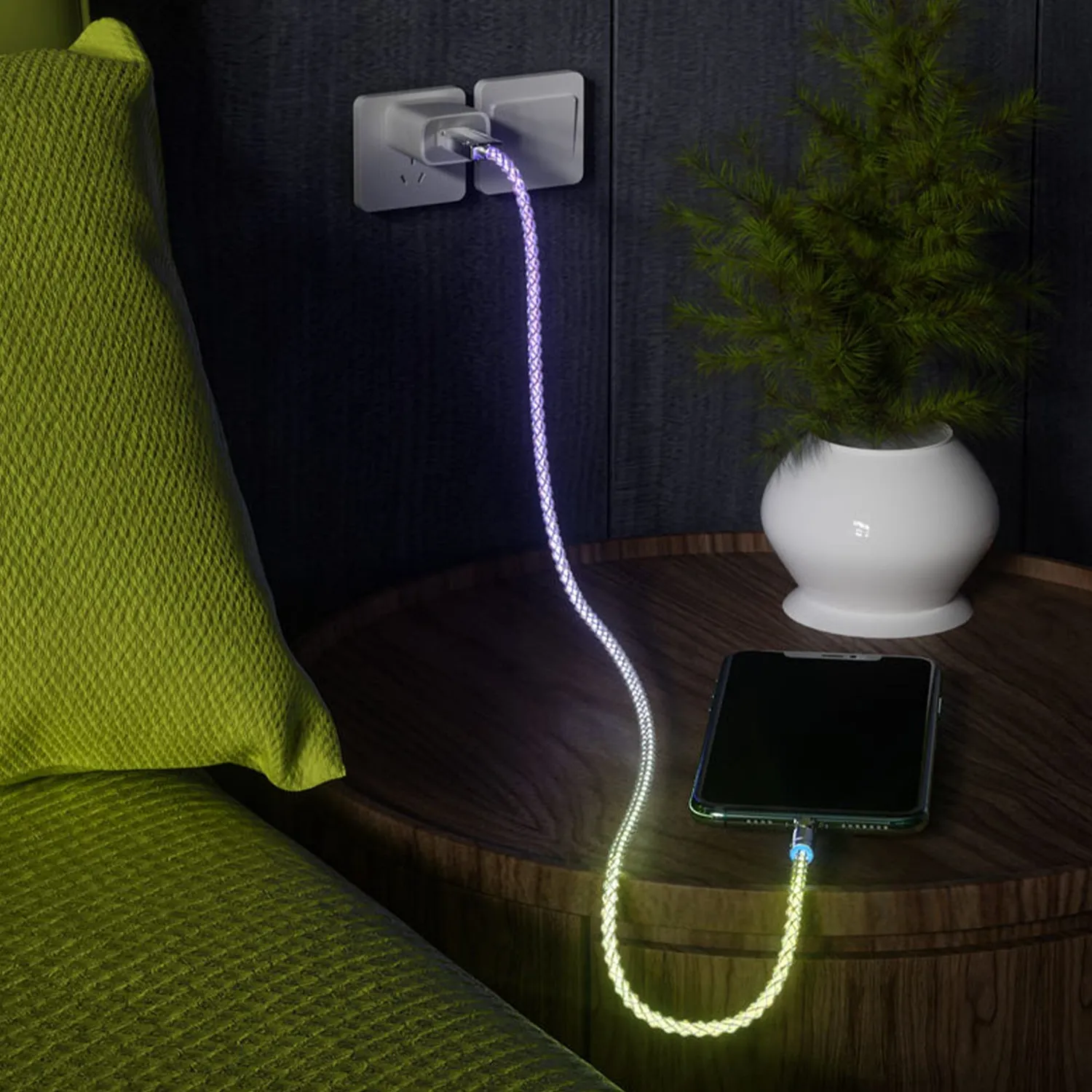 Cablu Timebox USB-Lightning 120W 1m LED