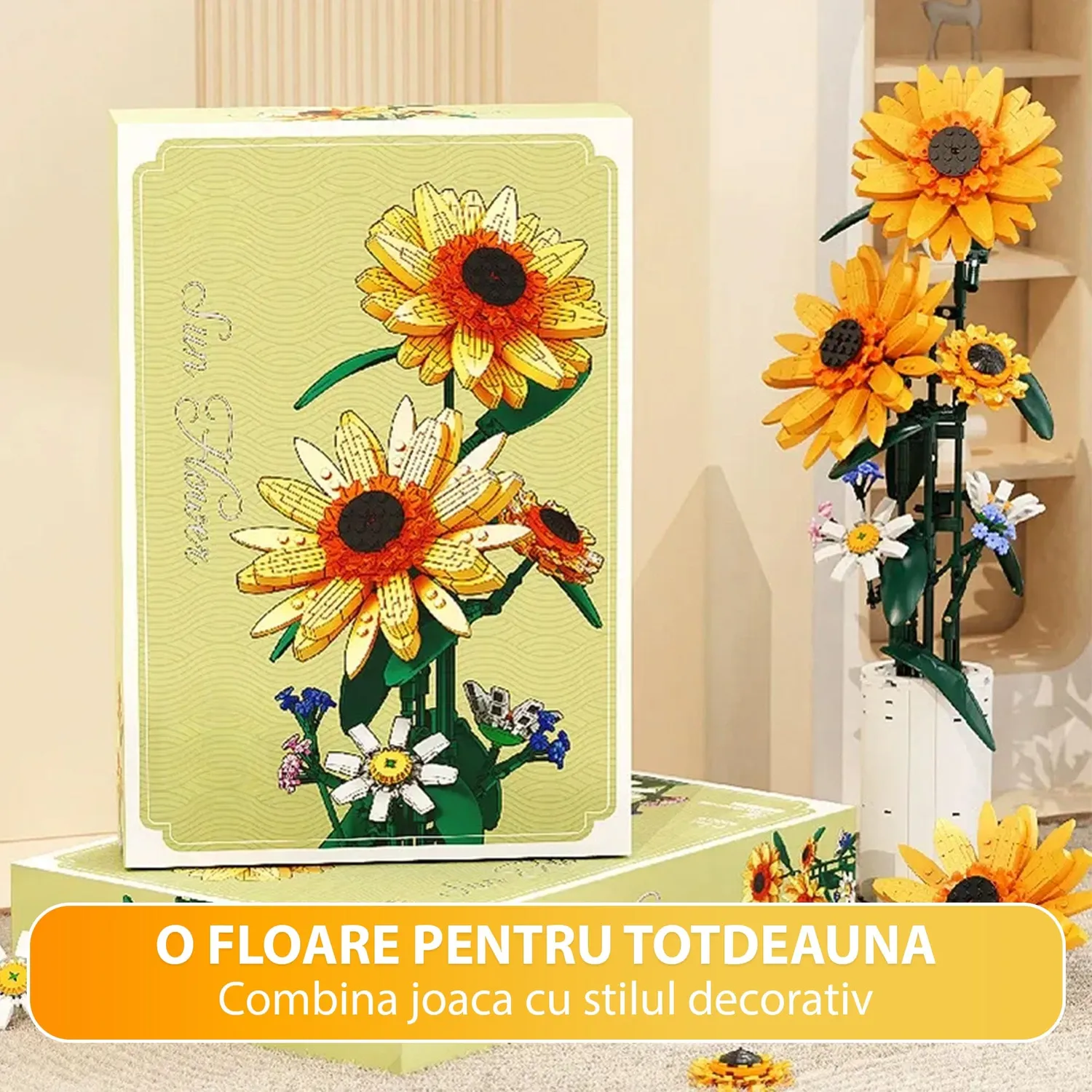 Timebox Floarea Soarelui set constructie 821 piese galben
