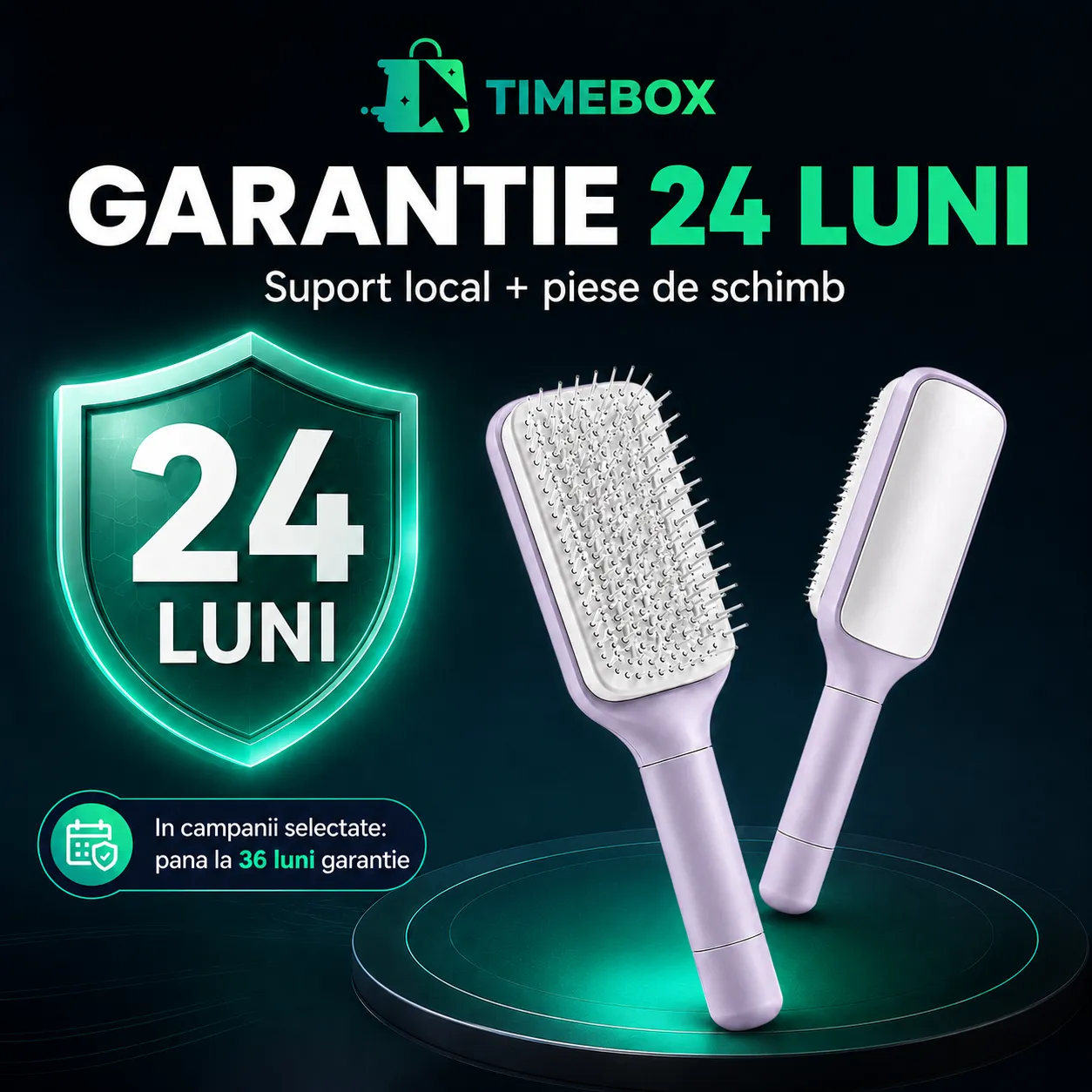 Timebox perie de păr rotativă violet retractabilă