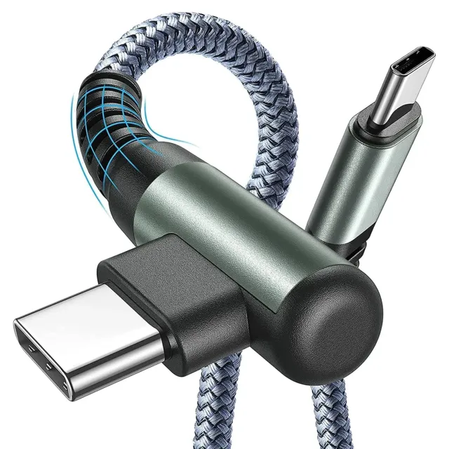 Timebox Cablu USB-C la Type-C 60W 3m Negru 90° Nylon