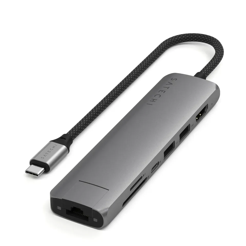 Satechi 7-in-1 USB-C Slim adaptor multiport Space Grey Ethernet