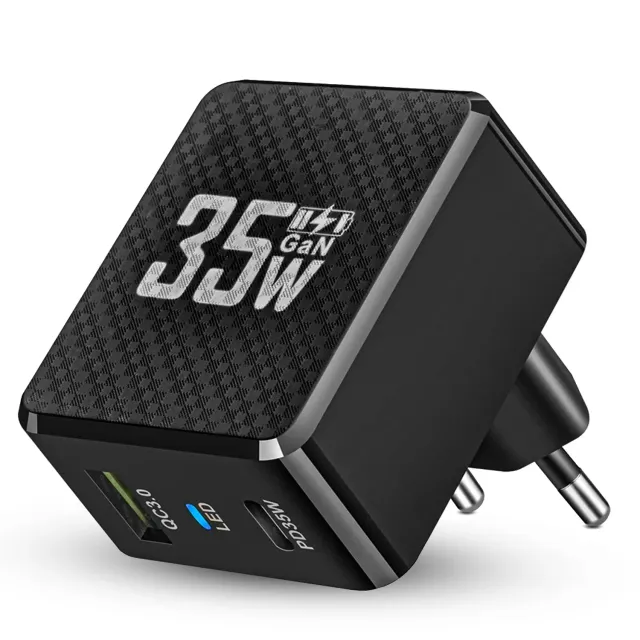Incarcator retea Timebox 35W 2 porturi Type-C QC3.0 negru