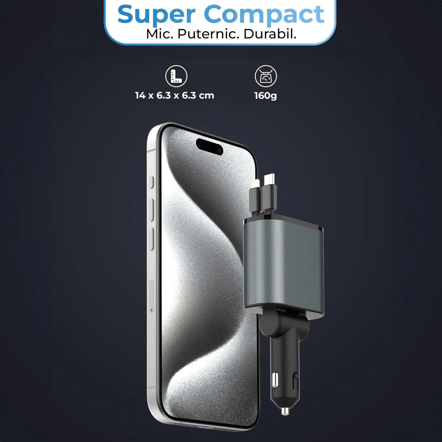 Timebox 4 in 1 66W incarcator auto retractabil