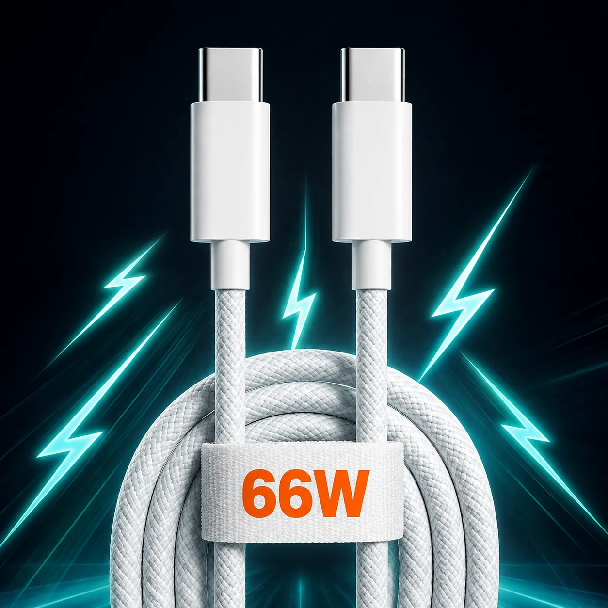 Timebox Cablu USB-C la USB-C 66W 1m alb