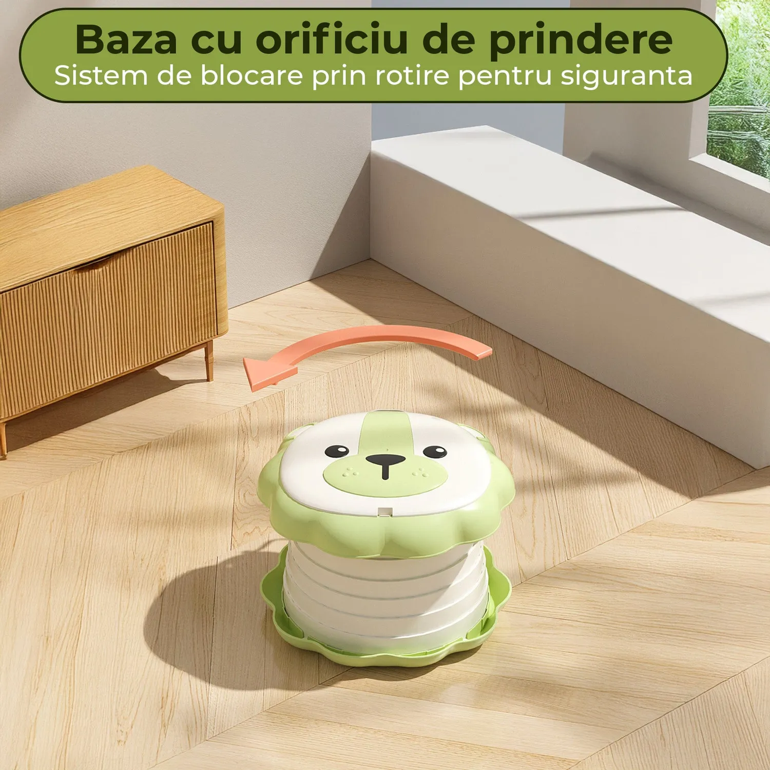 Timebox toaleta portabila pliabila copii verde