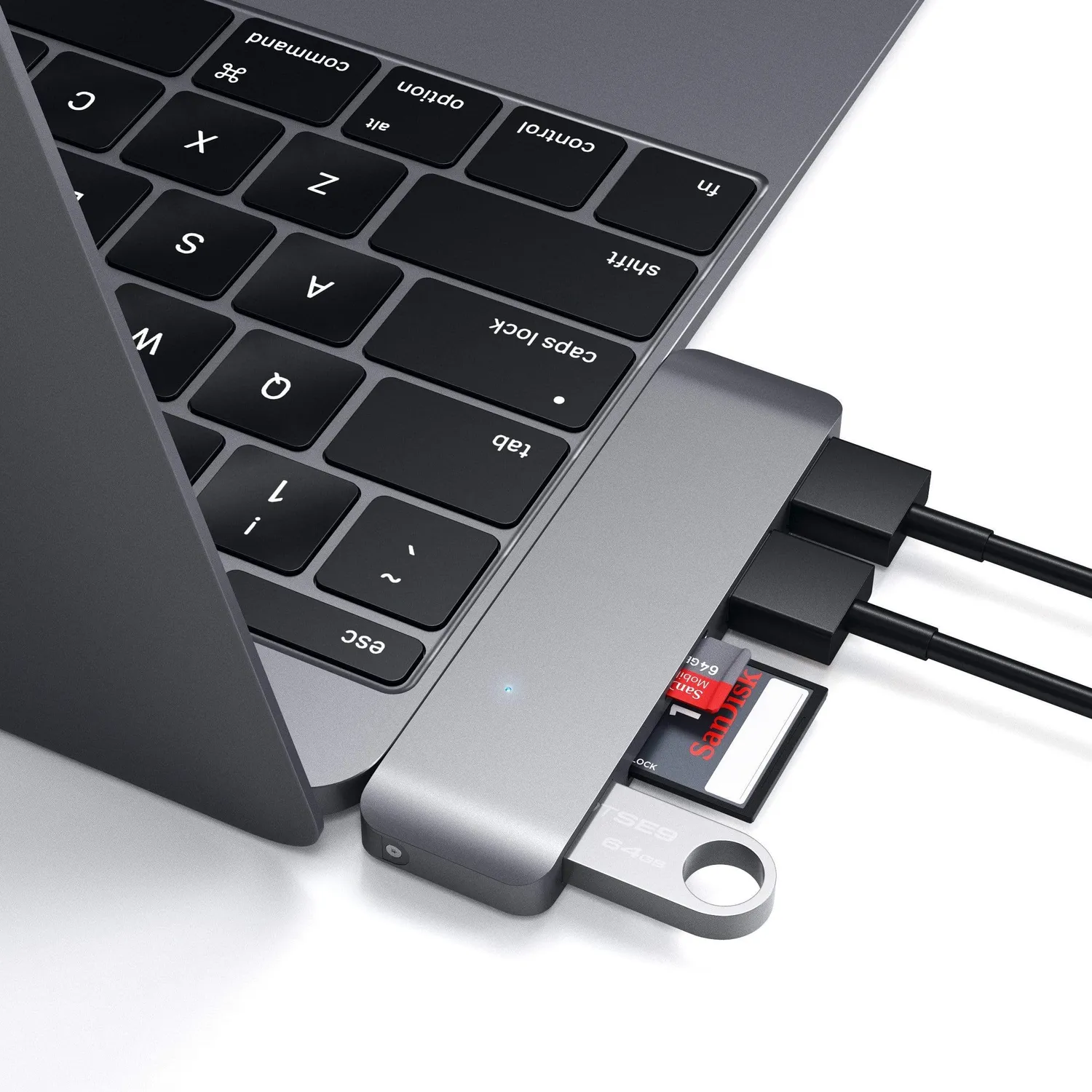 Satechi Type-C 3-in-1 hub USB 3.0 SD gri spatial