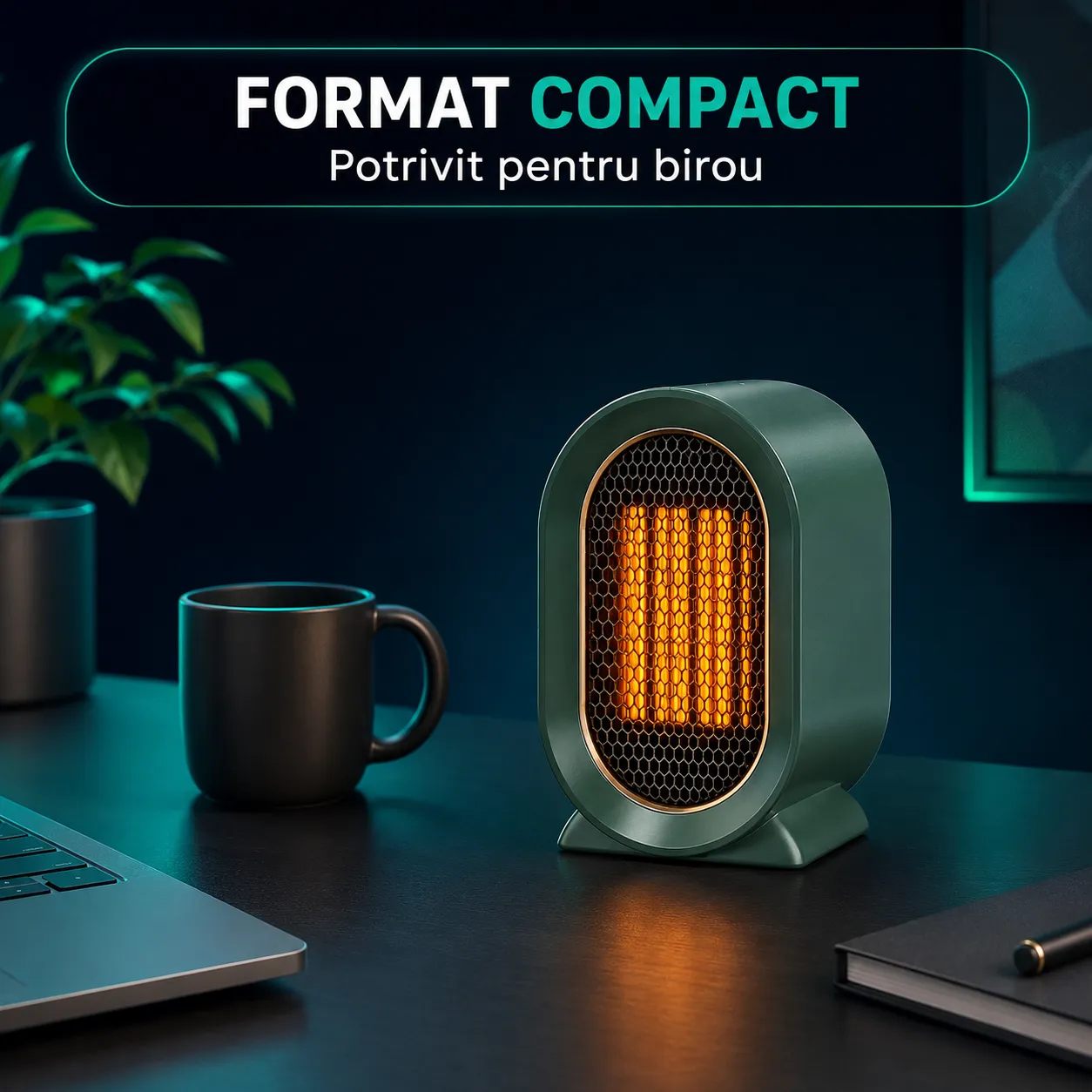 Timebox Aeroterma Ceramica 1200W Verde Compacta Silentioasa