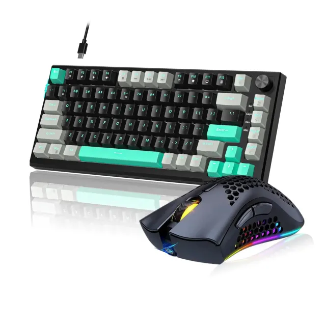 Timebox Gaming 75% set tastatura Blue Switch + mouse negru