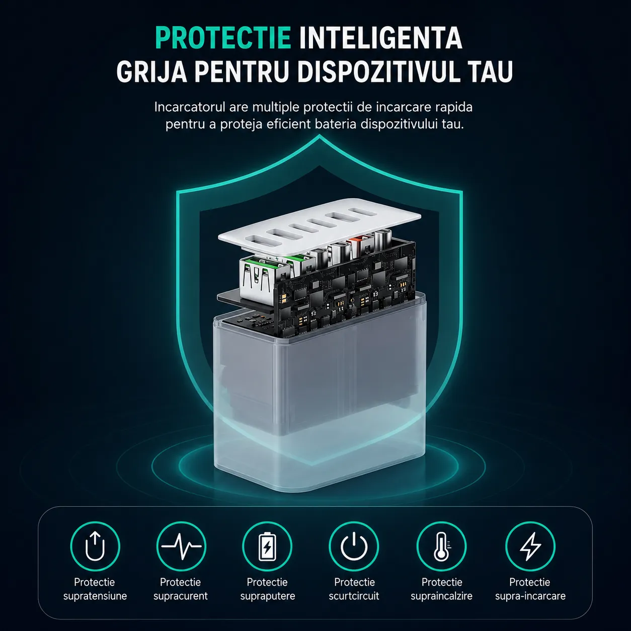 Incarcator retea Timebox 160W cu 6 porturi PD + QC3.0