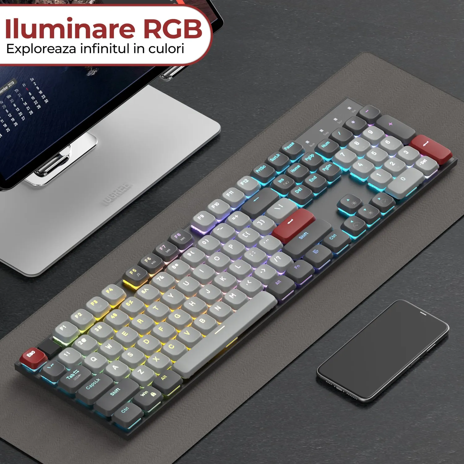 Timebox Brown Switch tastatura mecanica wireless gri RGB