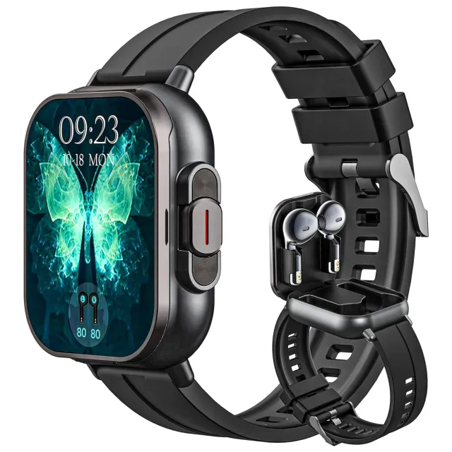Timebox smartwatch cu casti Bluetooth monitor cardiac