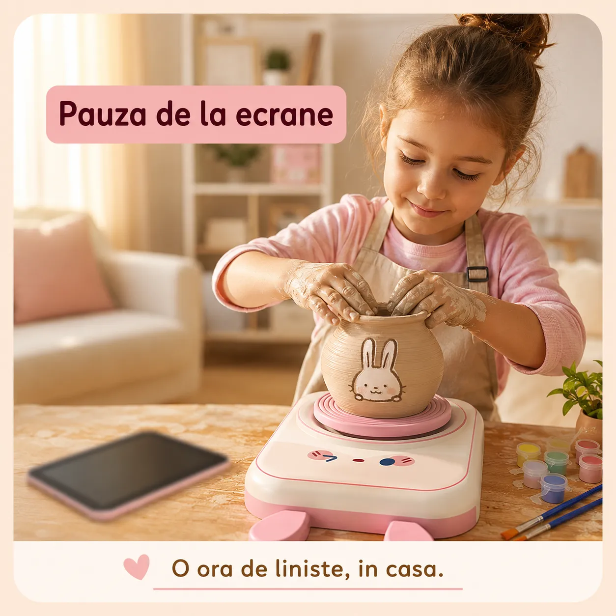 Timebox set olarit copii roata electrica USB roz 4 ani+
