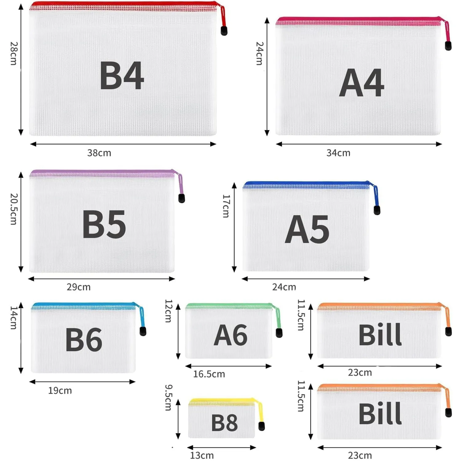 Timebox Set 30 pungi organizatoare cu fermoar multicolor