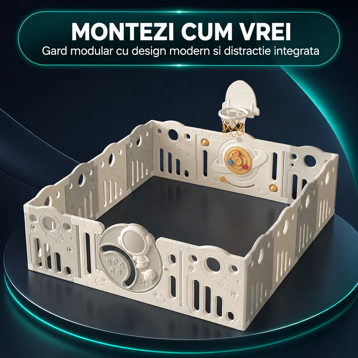 Timebox Modular țarc joacă bebeluși gri/bej