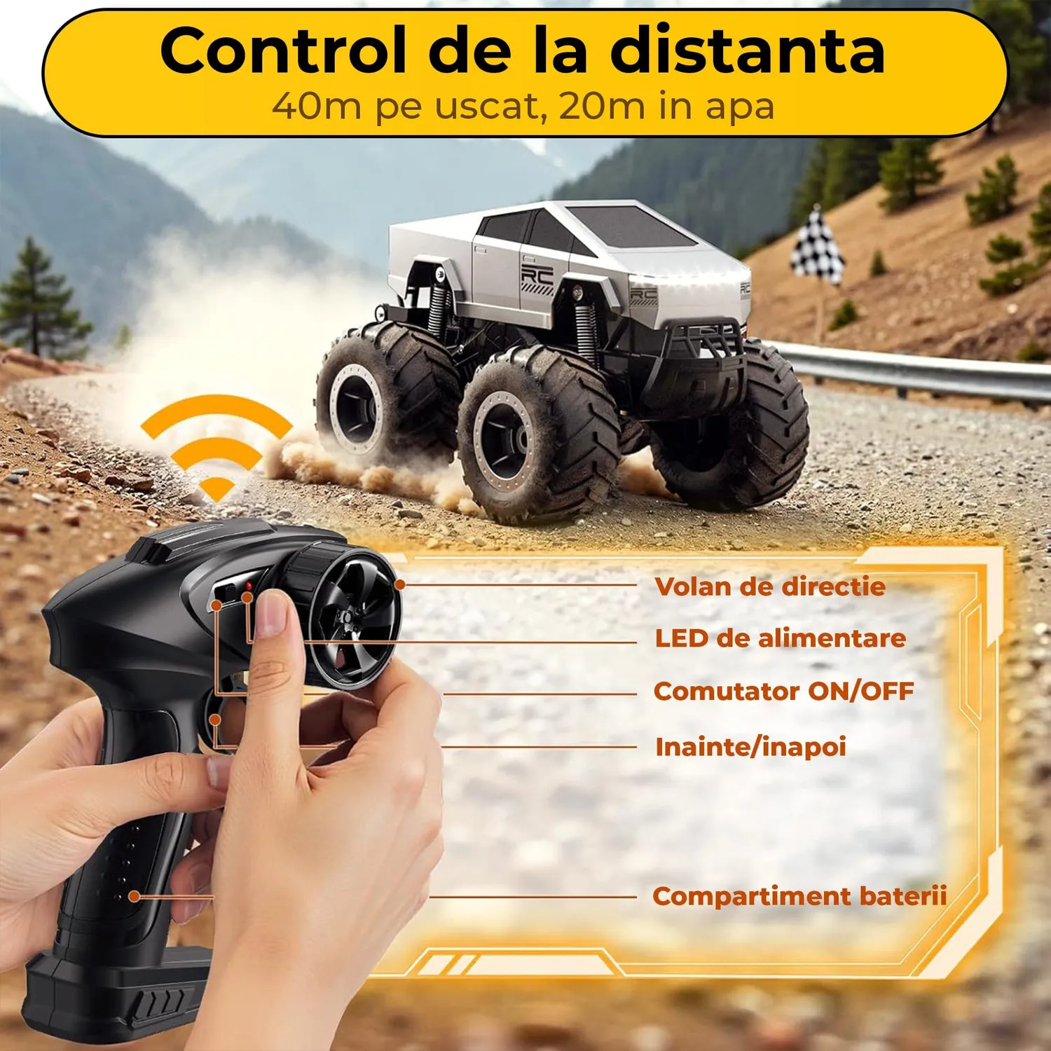 Timebox Cybertruck masina RC 4WD 1:16 off-road gri