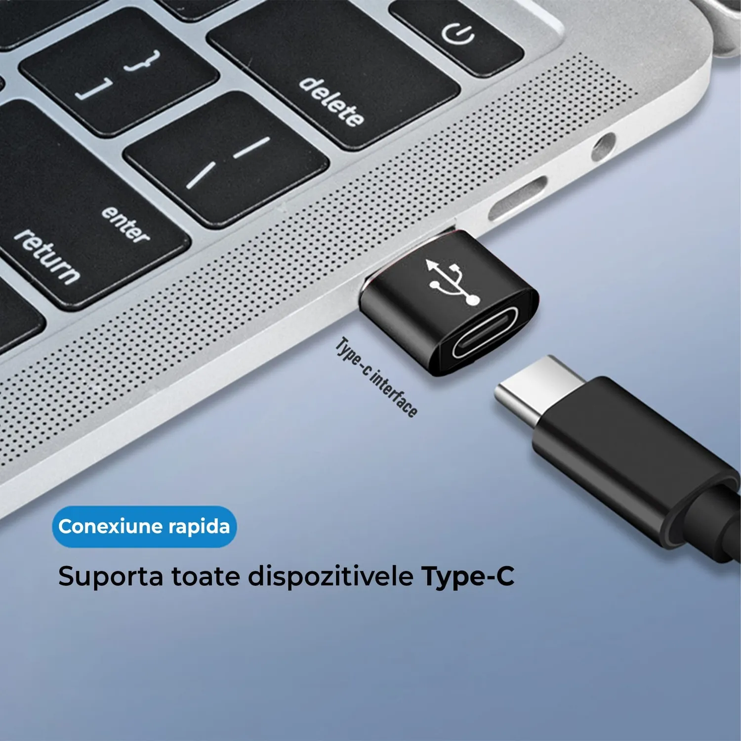 Timebox USB-C la USB adaptor OTG negru fast charging