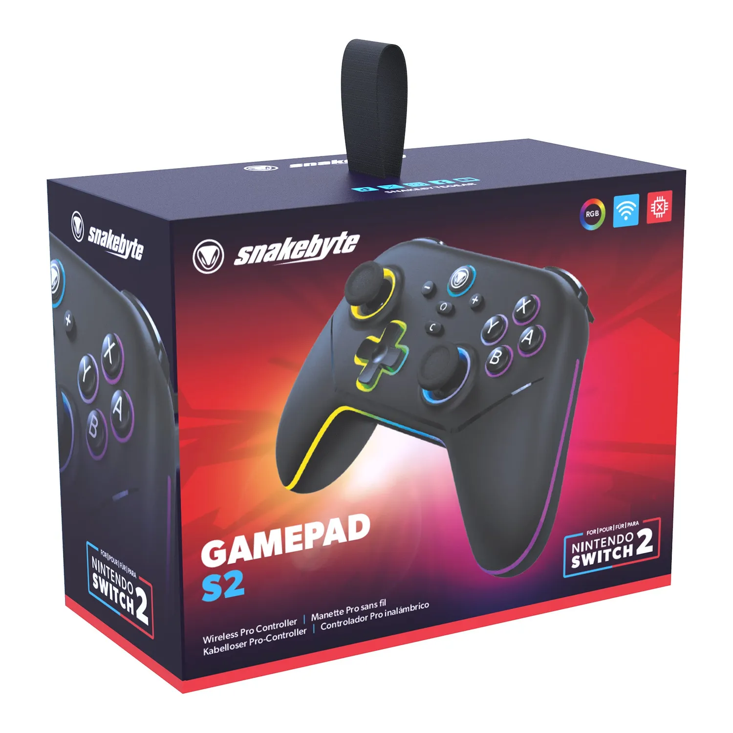 snakebytes Gamepad Pro S2 controller Switch 2 negru Hall