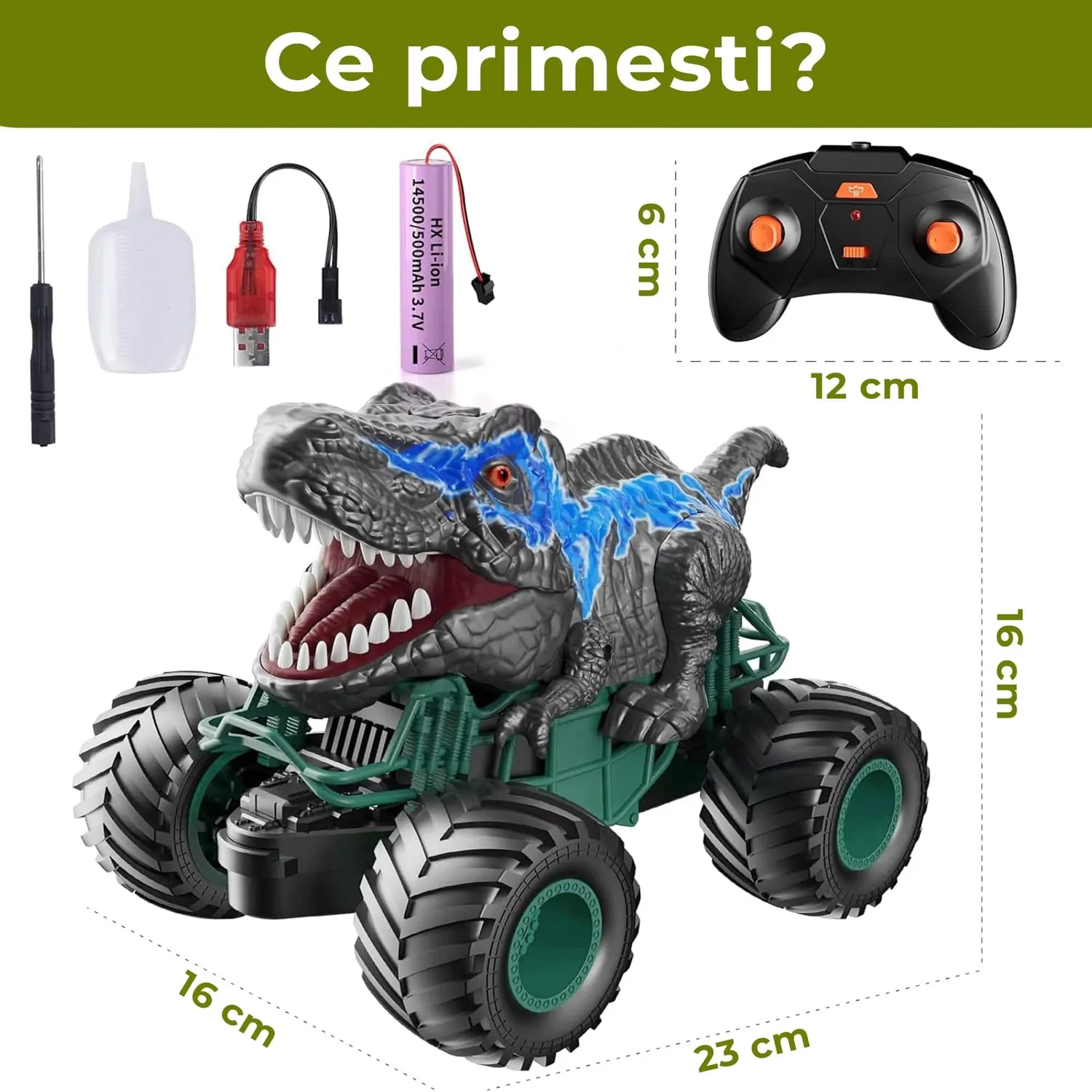 Timebox Masina RC Dinozaur 1:20 10km/h Negru-Albastru