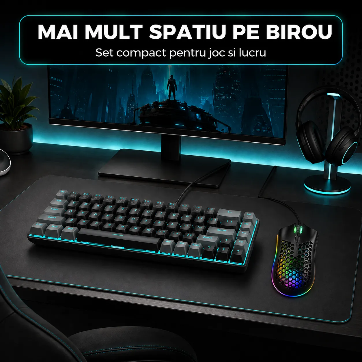 Timebox 60% pachet gaming Red Switch 68 taste negru