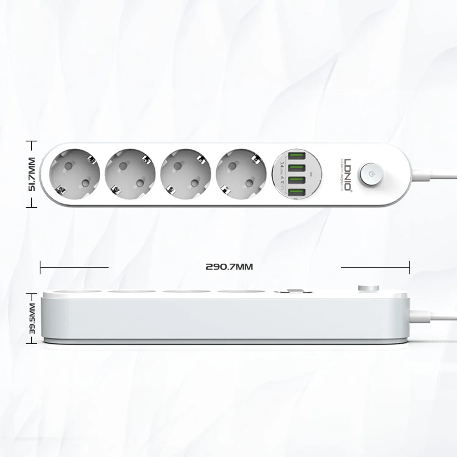 Timebox prelungitor 4 prize 4xUSB 2500W alb 2m