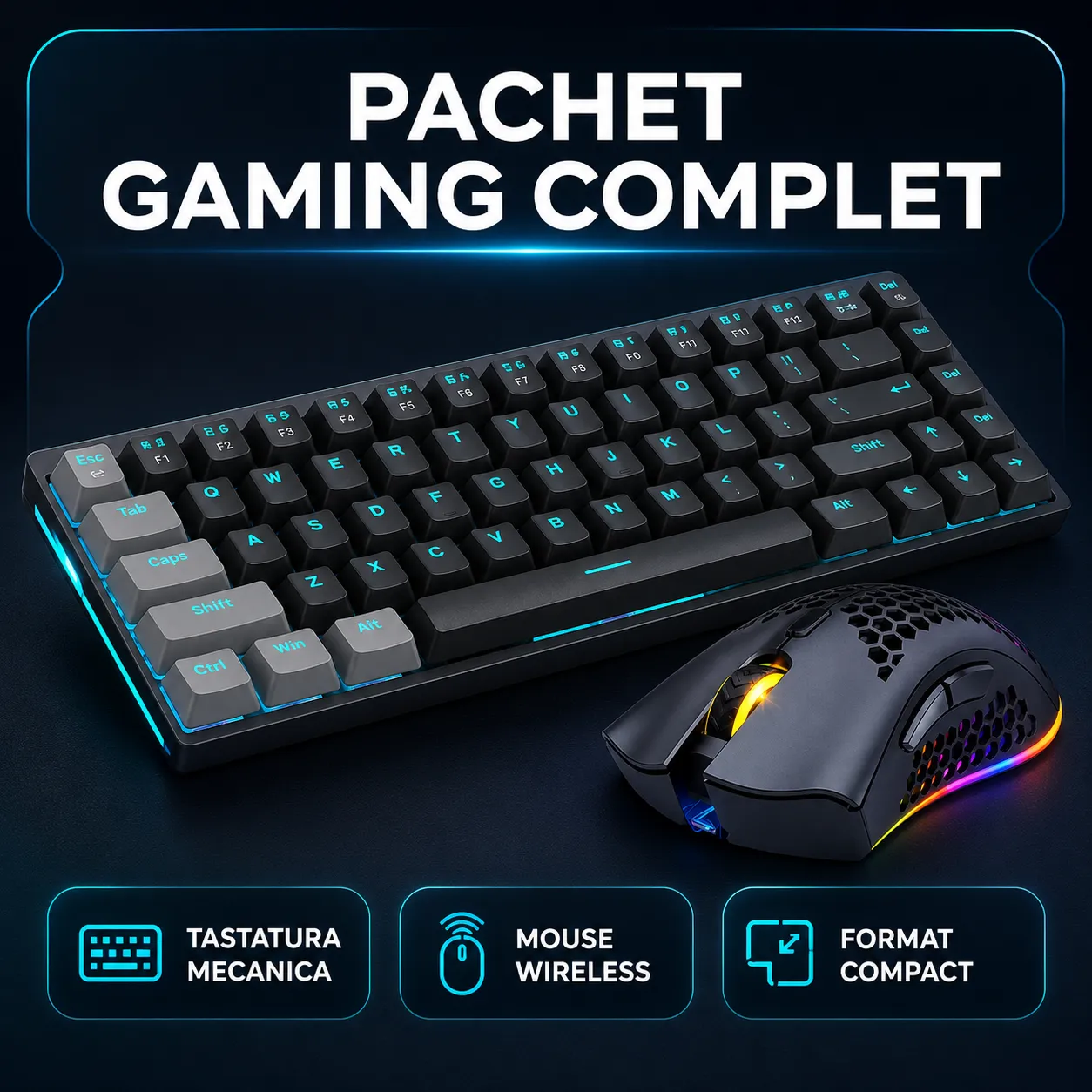 Timebox 60% pachet gaming Red Switch 68 taste negru