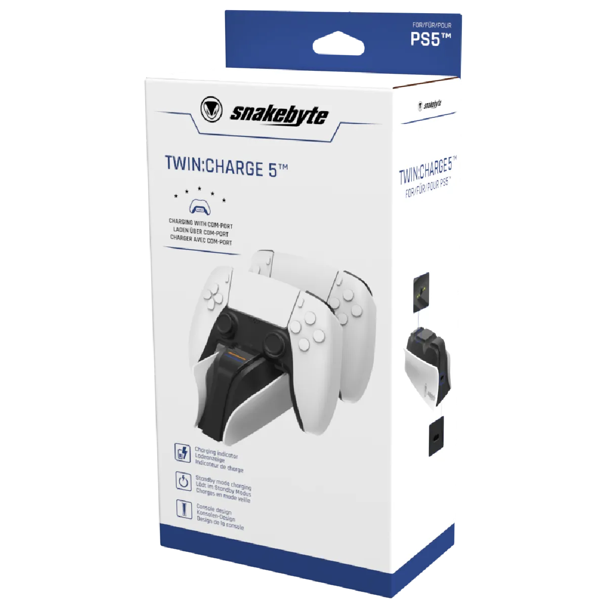 snakebytes Twin:Charge 5 statie incarcare PS5 alba