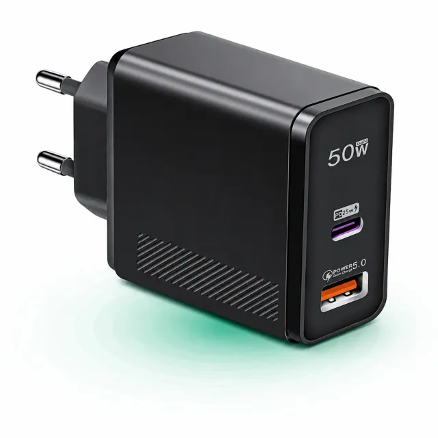 Timebox Incarcator Retea 2 Porturi 50W Negru