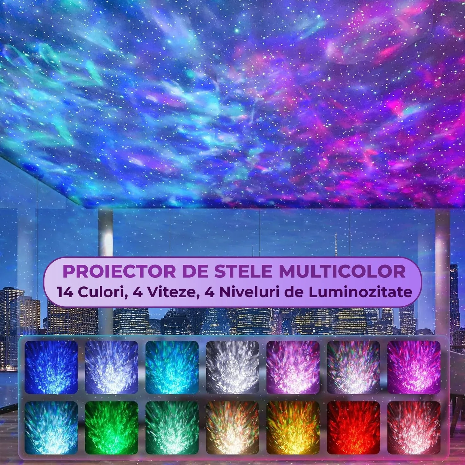 Timebox Pachet Difuzor 300ml + Proiector Galaxie RGB Alb