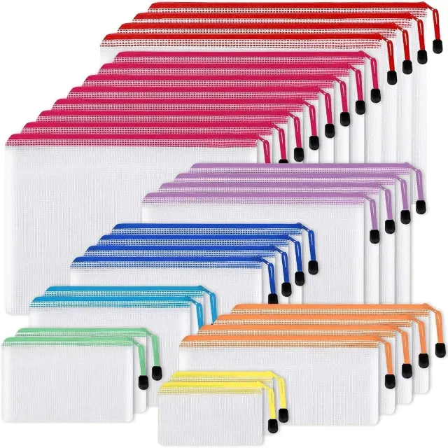 Timebox Set 30 pungi organizatoare cu fermoar multicolor