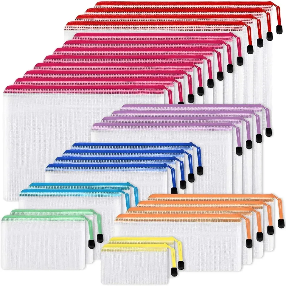 Timebox Set 30 pungi organizatoare cu fermoar multicolor