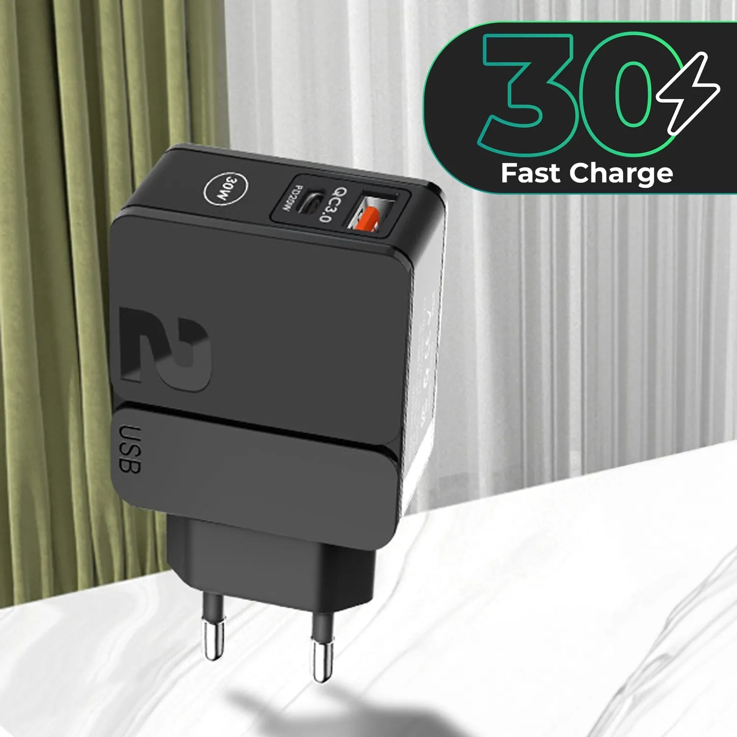 Timebox C 3 incarcator retea 30W negru 2 porturi