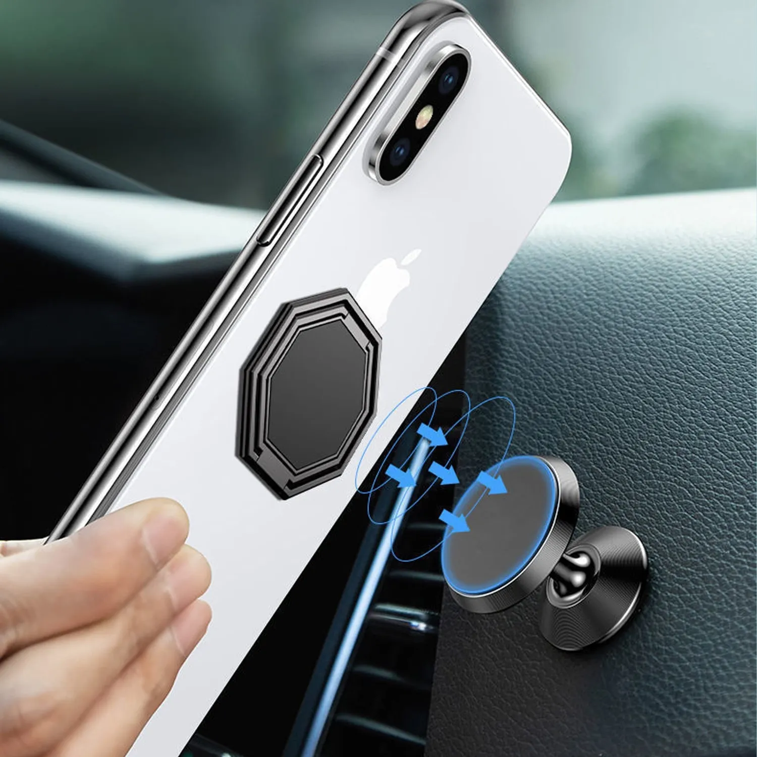 Timebox Ring Grip suport telefon adeziv negru