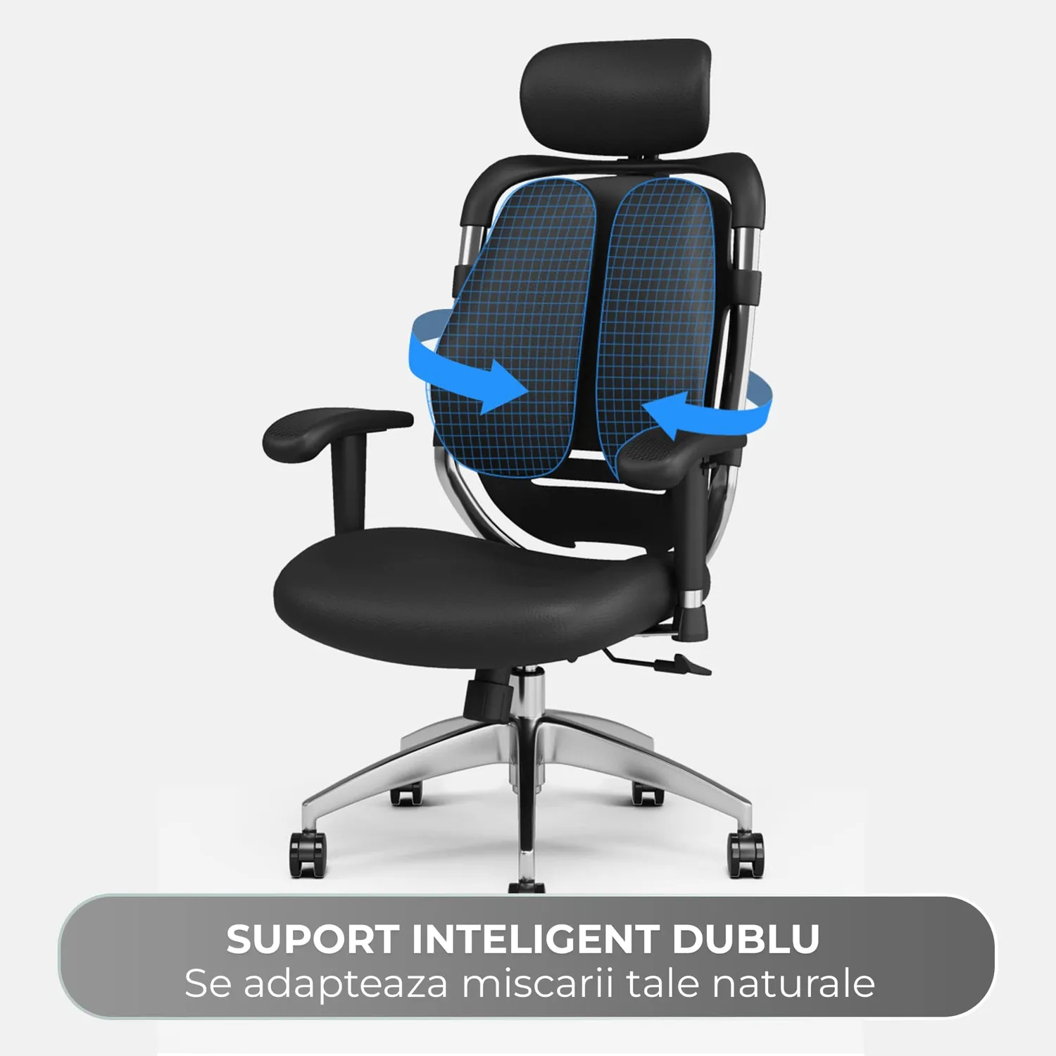 Timebox Scaun Ergonomic Birou Bi-Spine 3D Negru