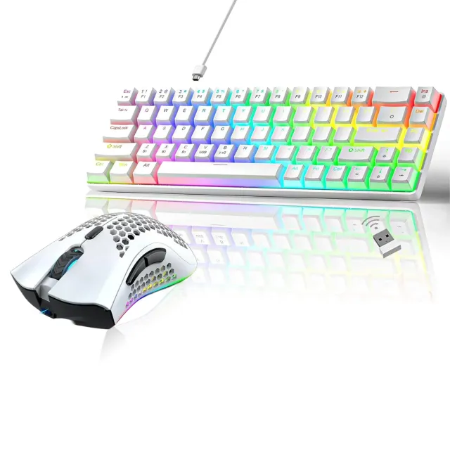 Timebox pachet gaming 60% wireless alb Red Switch tastatura+mouse