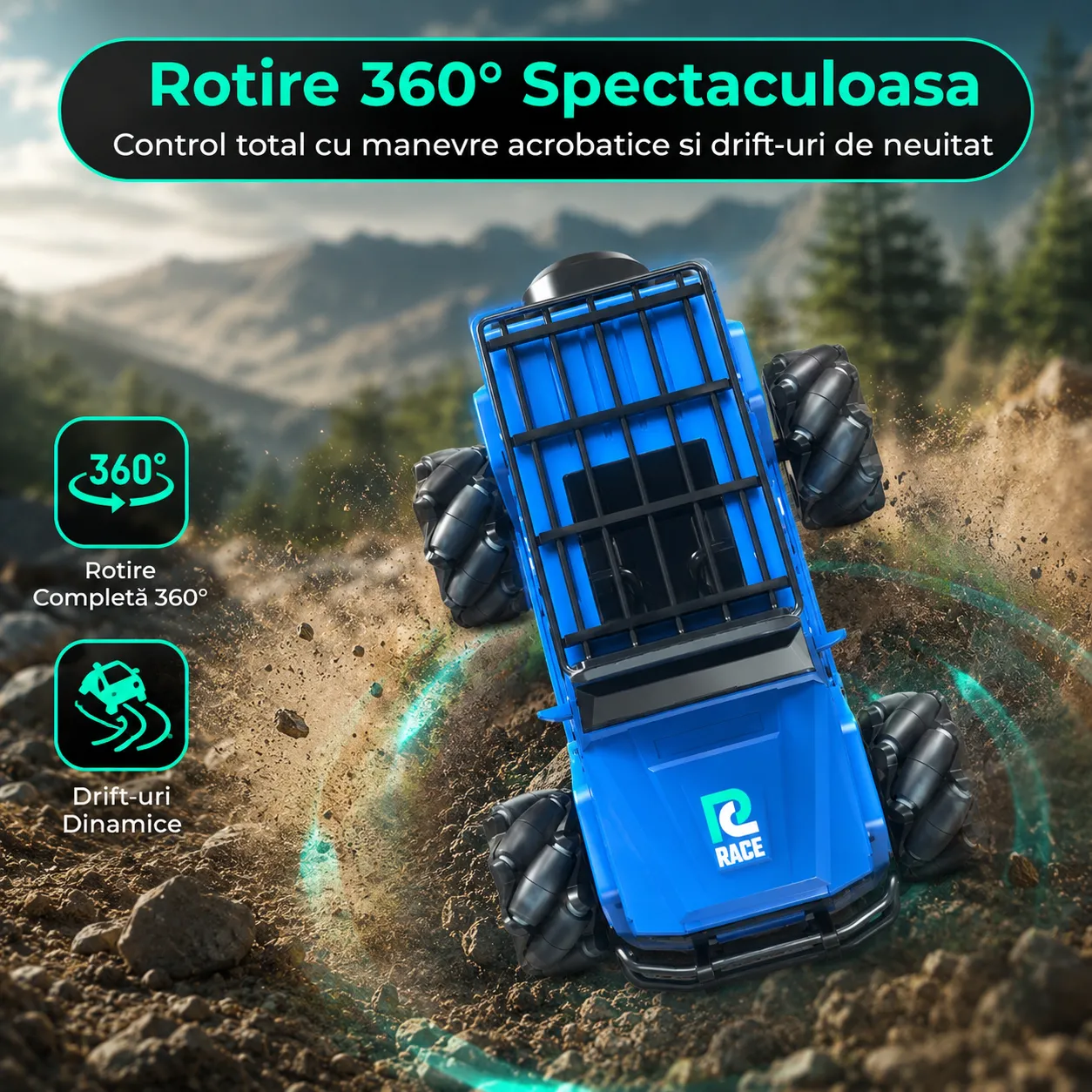 Timebox 4x4 masina cu telecomanda albastra 2 acumulatori