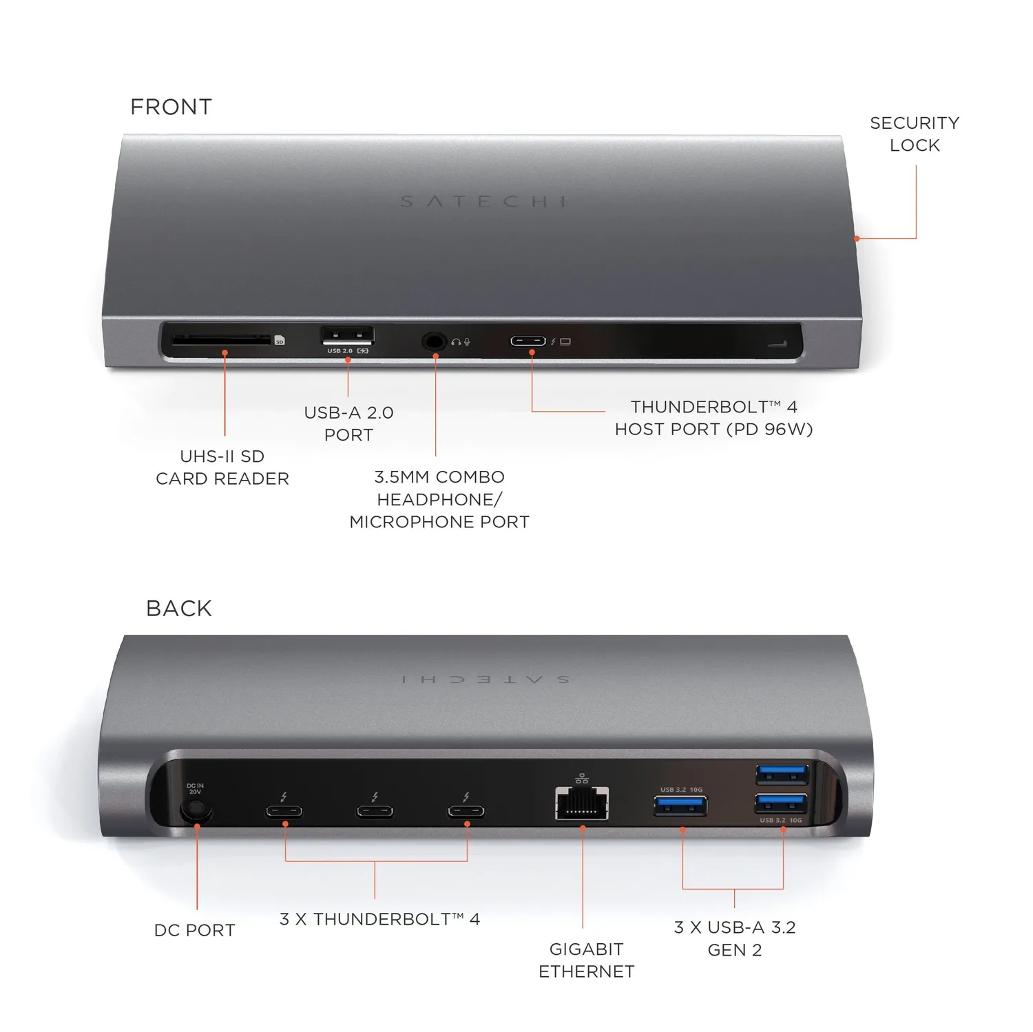 Satechi Thunderbolt 4 Dock statie Thunderbolt Space Gray