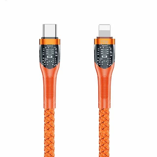 Timebox cablu USB-C Lightning 27W portocaliu 1.3m fast charge
