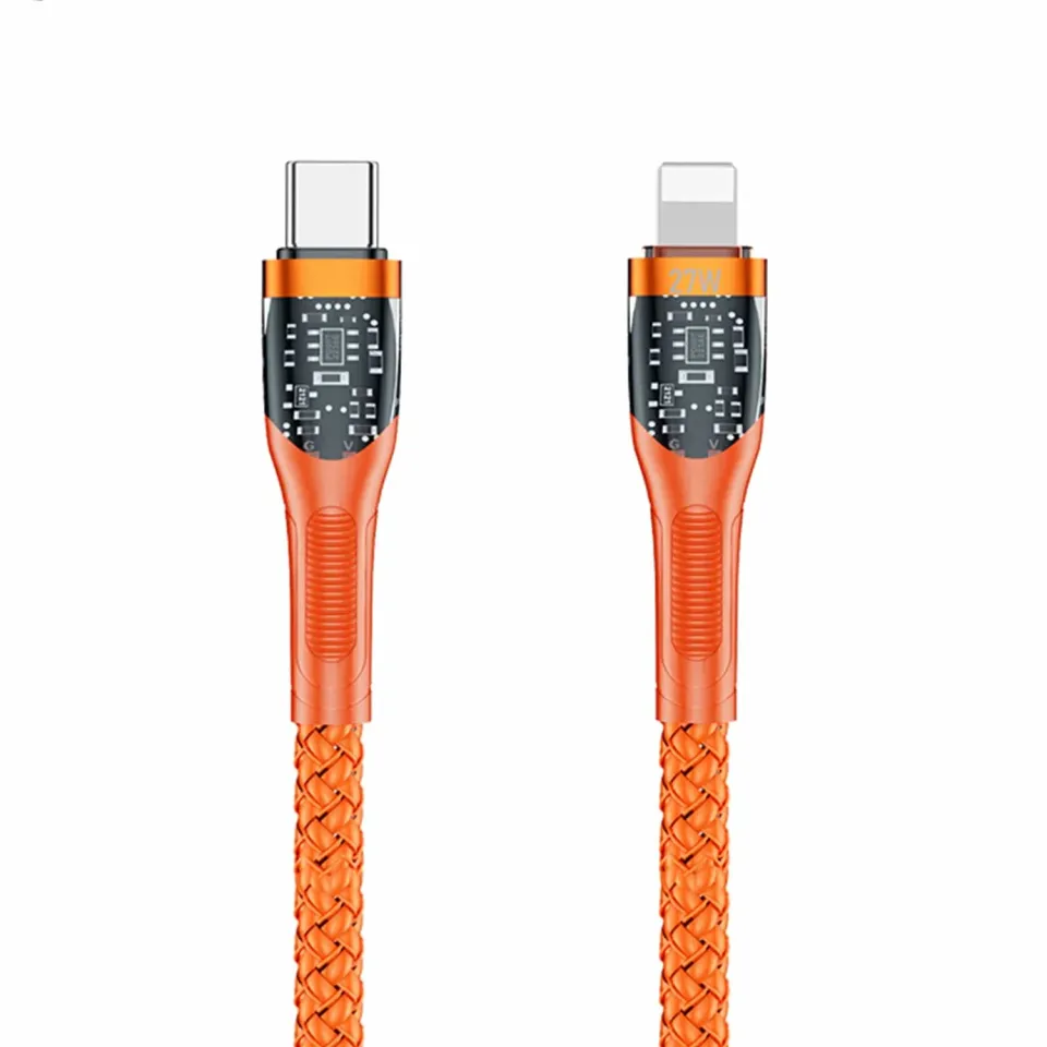 Timebox cablu USB-C Lightning 27W portocaliu 1.3m fast charge