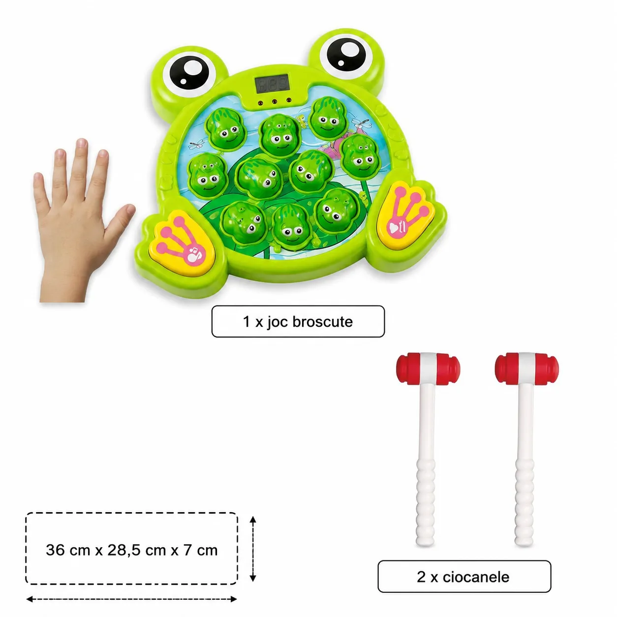 Timebox joc Loveste Broscuta interactiv verde 2 ciocanele